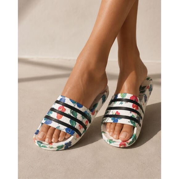 Adidas Originals Floral Print Adilette Comfort Slides Sz 9